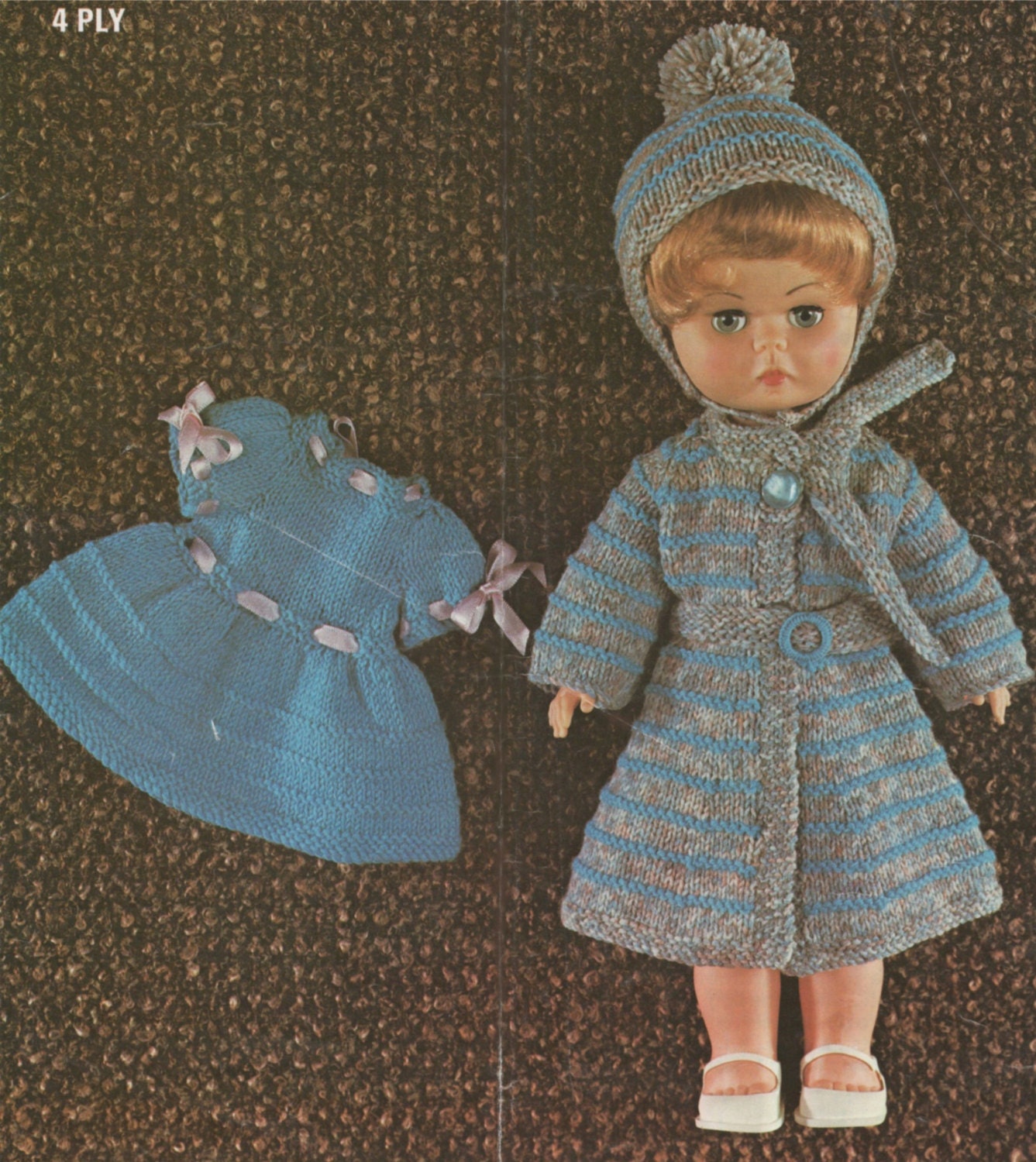 Dolls Clothes Knitting Pattern PDF for 14 inch Doll, Dolls Outfit