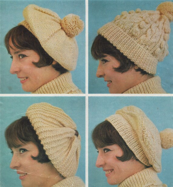 Womens Aran Hat and Beret PDF Knitting Pattern Brig Aran . 4