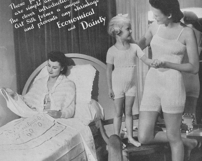Womens Bedjacket, Ladies and Childrens Underwear Vest Knickers and Spencer Knitting Pattern PDF, Vintage Knitting Patterns for the Family