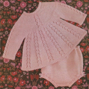 Baby Girls Angel Top and Knickers PDF Knitting Pattern : Babies 17 - 20 inch chest . Nappy Cover-up . Pants . PDF Digital Download
