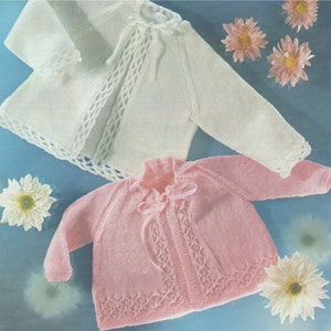 Baby Matinee Coat PDF Knitting Pattern : Babies Boy or Girl 16 - 20 inch chest . 2 Designs . Baby Jacket . Baby Cardigan . Digital Download