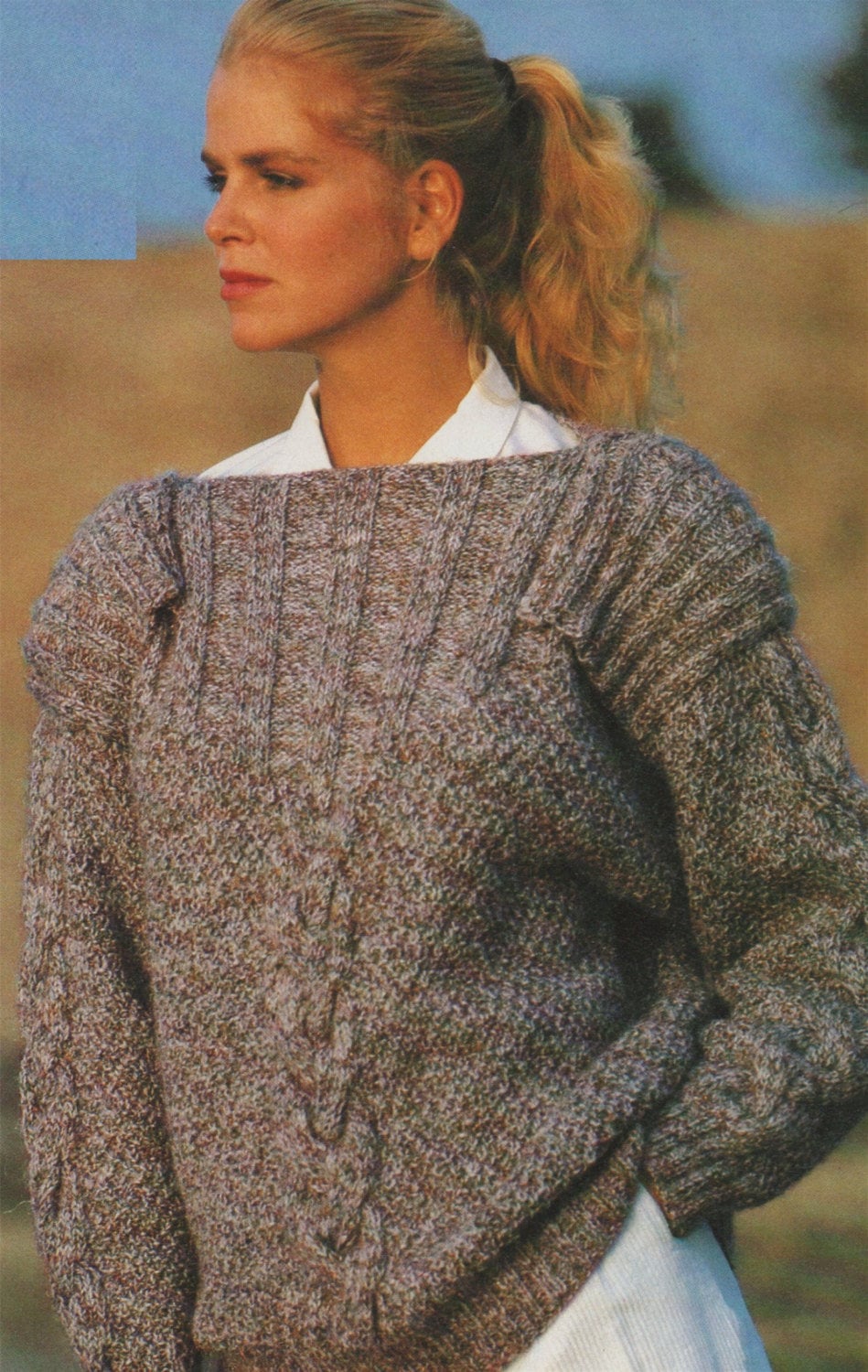 Womens Boat Neck Sweater with Epaulettes Knitting Pattern PDF Ladies 36 ...