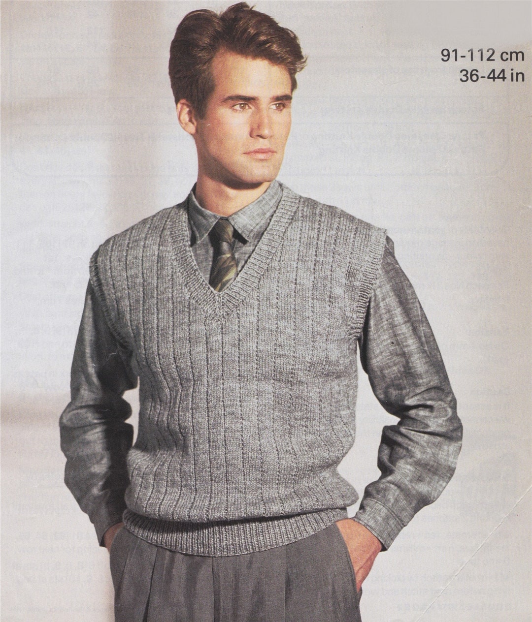 Mens Slipover Knitting Pattern PDF Mans 36 38 40 42 & 44 - Etsy UK