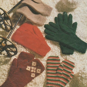 Gloves and Mittens Knitting Pattern PDF Family, Small, Meduim, Large, DK Yarn, Winter Knits, Hand Warmers . Instant Digital Download