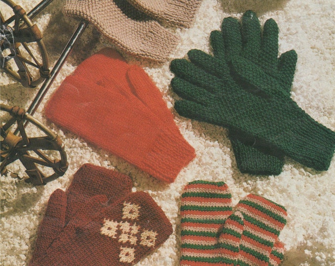 Gloves and Mittens Knitting Pattern PDF Family, Small, Meduim, Large, DK Yarn, Winter Knits, Hand Warmers . Instant Digital Download