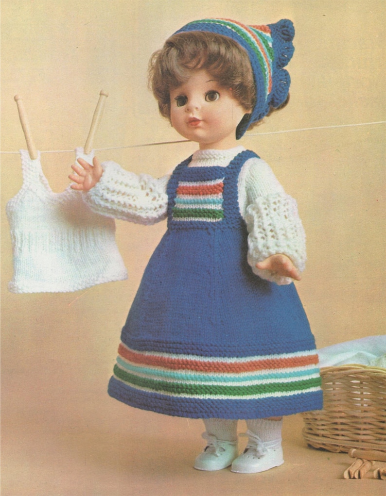 Dolls Clothes Knitting Pattern PDF for 16 inch high doll like Sasha or Suzie dolly Vintage Knitting Patterns for Dolls