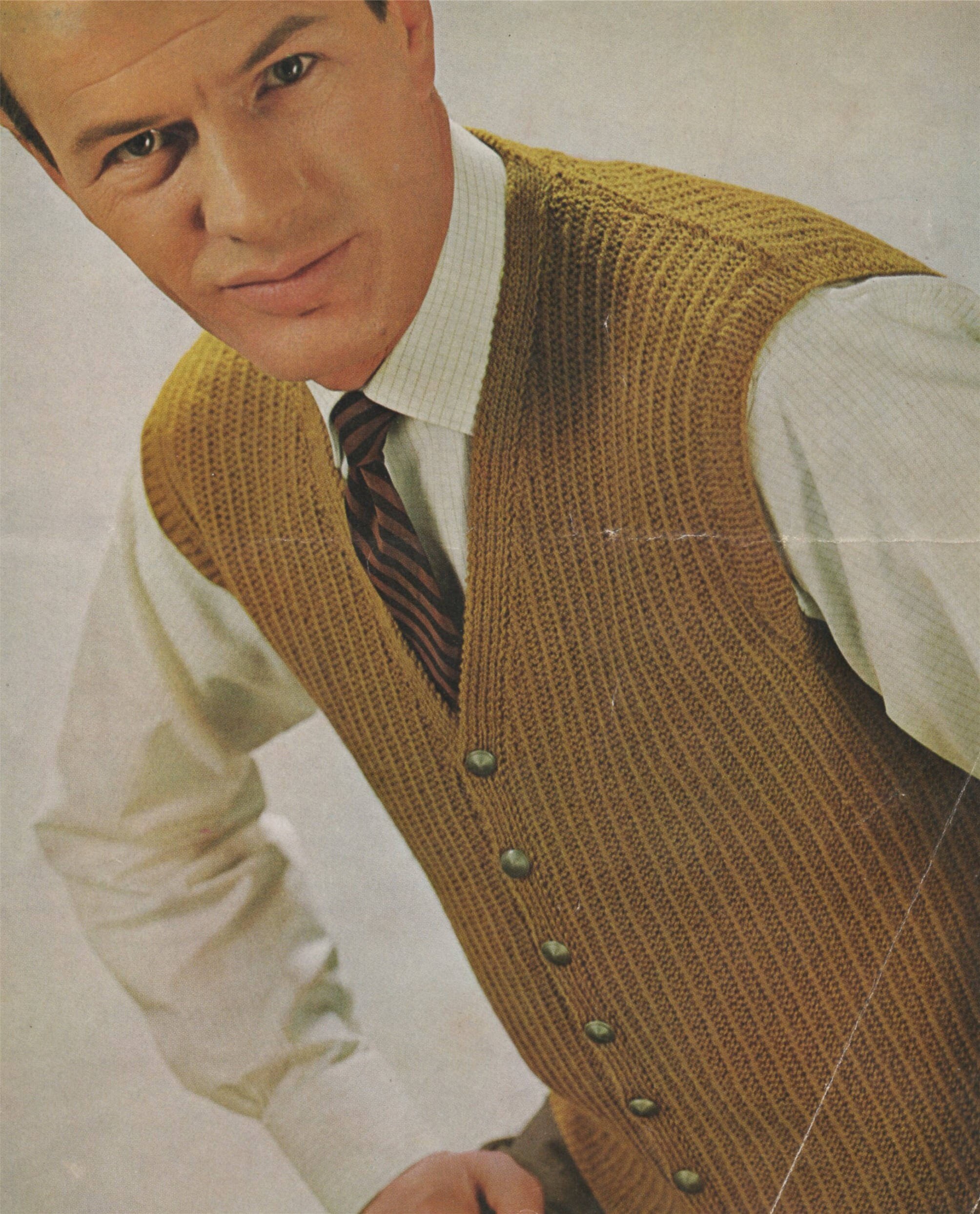 Mens Gilet Waistcoat Knitting Pattern PDF Mans 38 40 and 42 inch