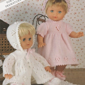 Vintage Doll Clothes Knitting Pattern, Dress, Coat, Leggings (PDF Pattern)