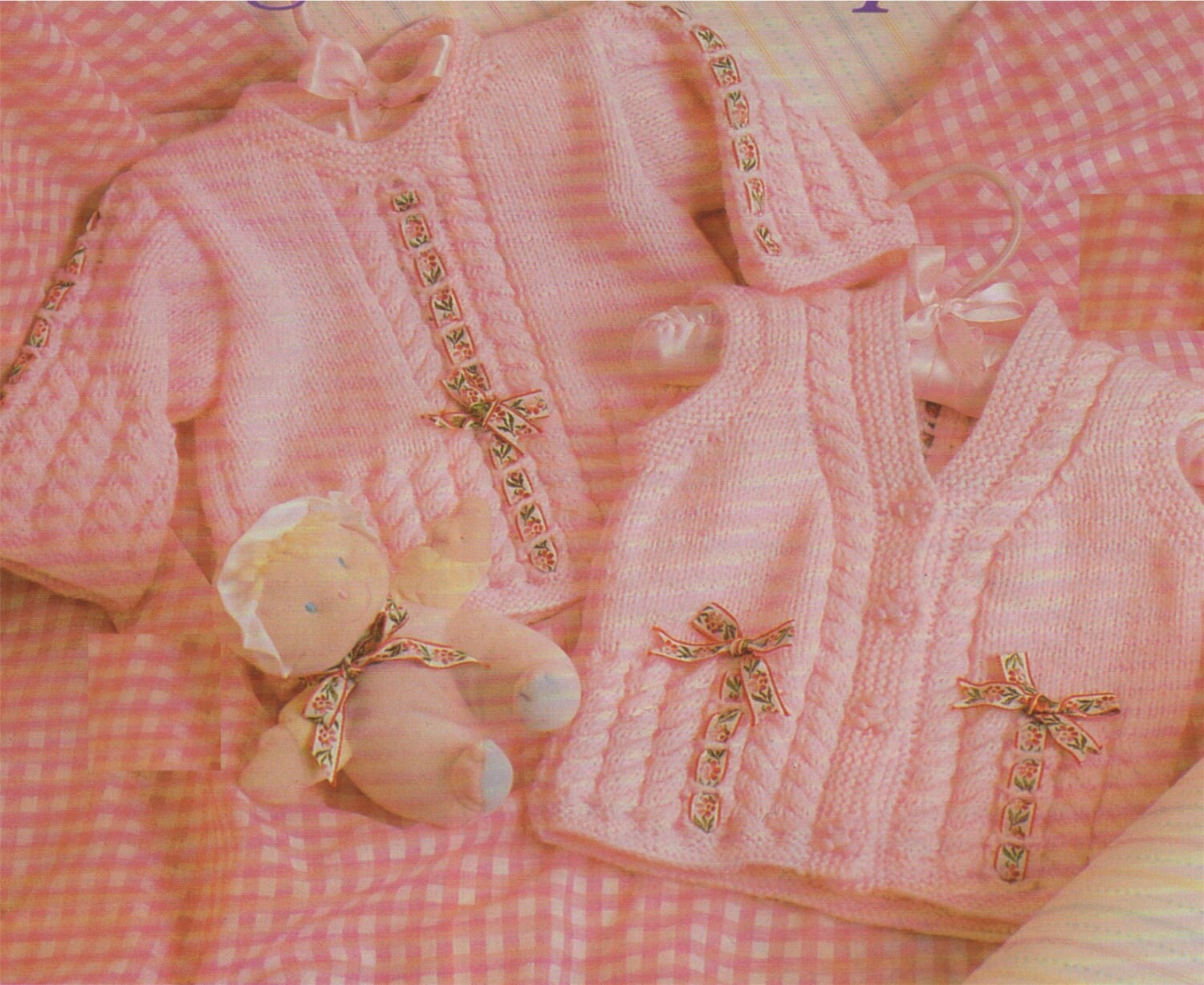 Baby Girls Sweater and Waistcoat Knitting Pattern PDF Babies 18, 20