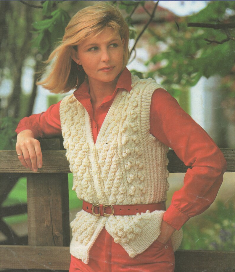 Womens Aran Waistcoat Knitting Pattern PDF Ladies 30 32 34 - Etsy UK