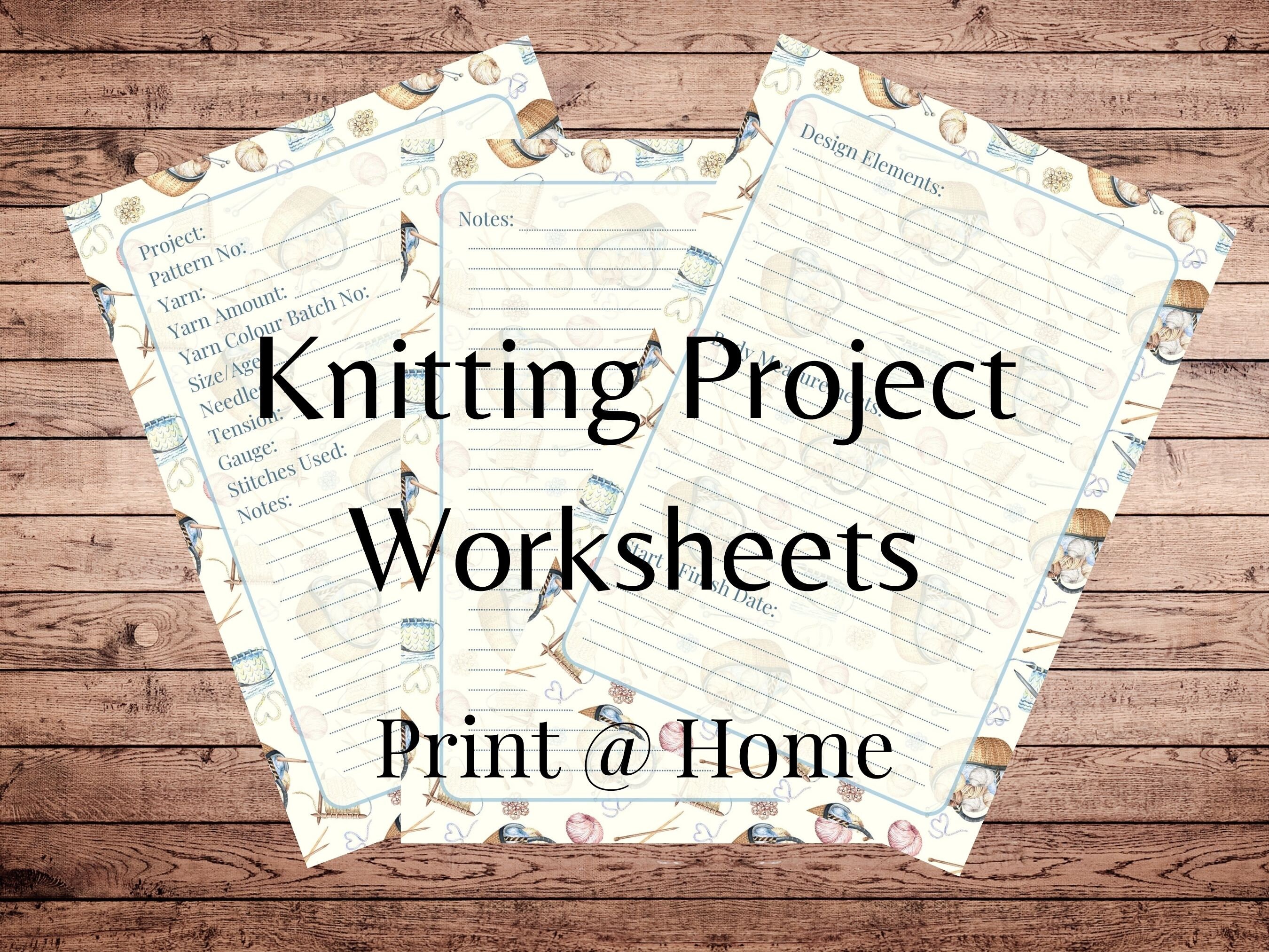 Printable Knitting Project Worksheets Six Printable Project Sheets for ...