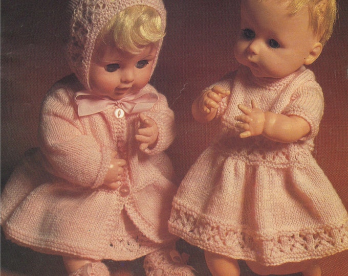 Dolls Clothes Knitting Pattern PDF 14 - 16 & 18 - 20 inch Baby Doll, Tiny Tears, Baby Annabell, Zapf Chou Chou, Vintage Patterns for Dolls