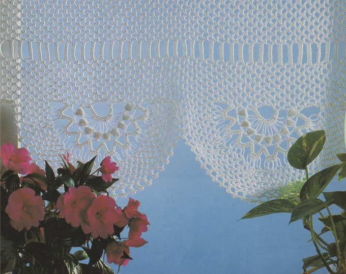 Half Net Curtain Crochet Pattern PDF Curtain Panel, Scallop Edge Window Net Curtain Pattern, Vintage Crochet Patterns for the Home, Download