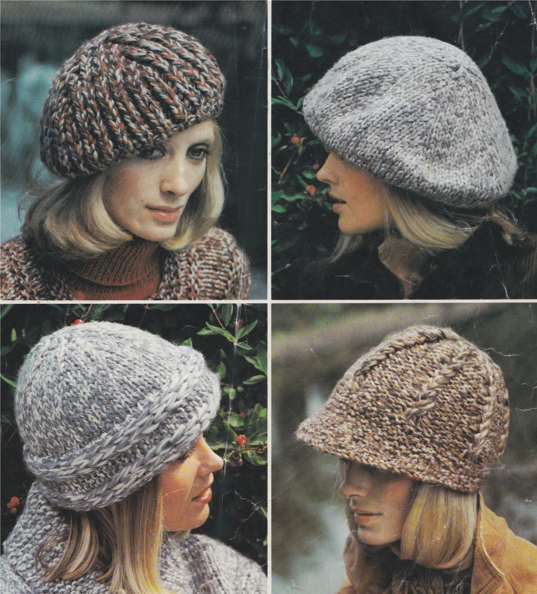 Hat Knitting Pattern PDF in 4 Designs for Women, Super Chunky Yarn ...