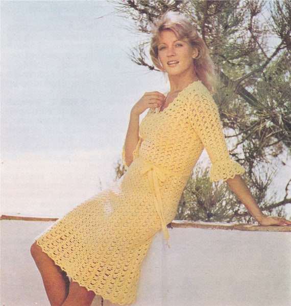 Printable Dress Crochet Pattern PDF Ladies 32, 34, 36 and 38 inch bust, Summer Crochet Dress, Vintage Crochet Patterns for Women