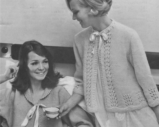 Womens Bedjacket Knitting Pattern PDF in 2 Designs, Ladies 36, 38, 40 and 42 inch bust, Vintage Knitting Patterns for Women, pdf Download