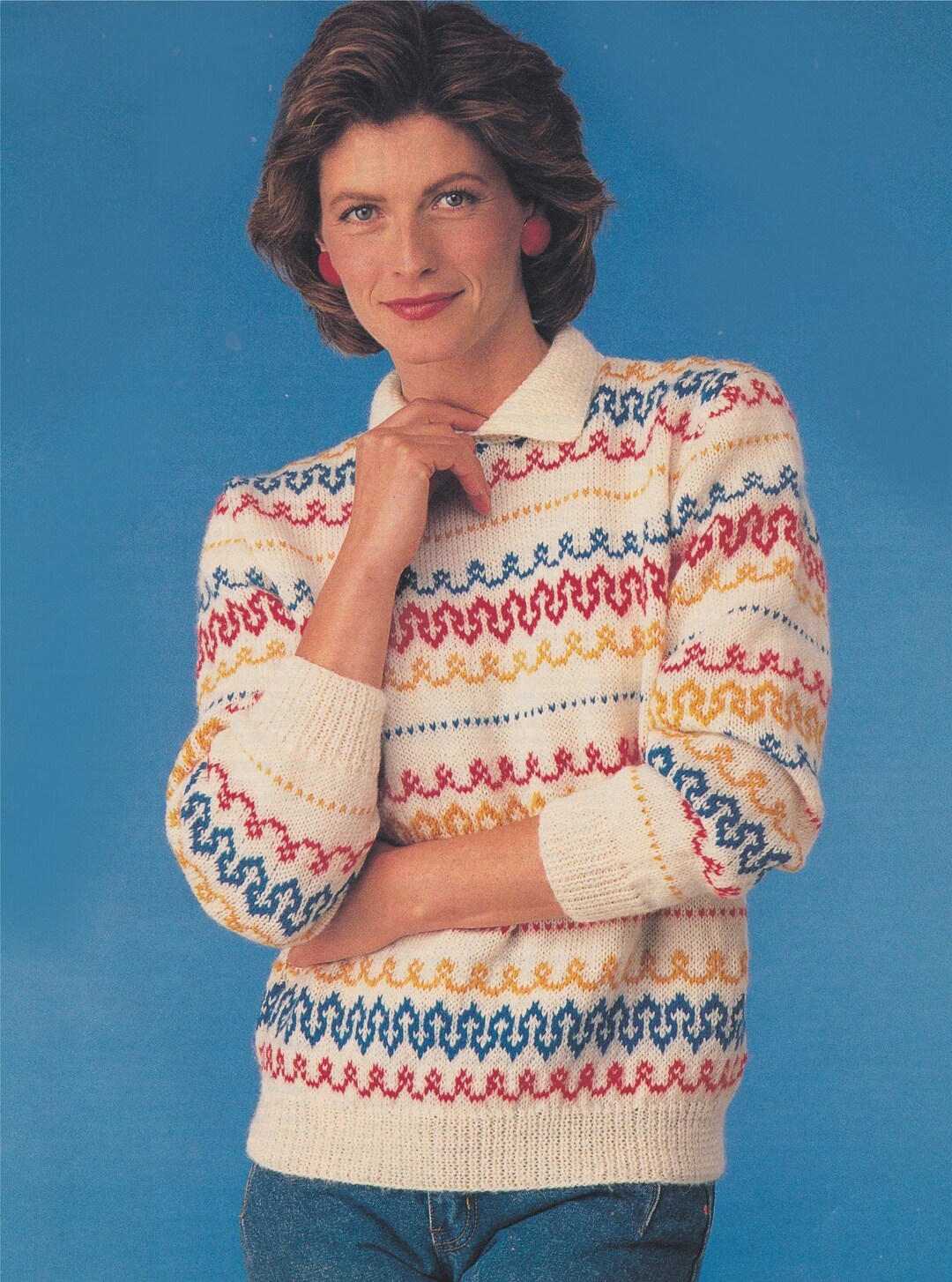 Womens Fair Isle Sweater Knitting Pattern PDF Ladies 34 36, 38 and 40 ...