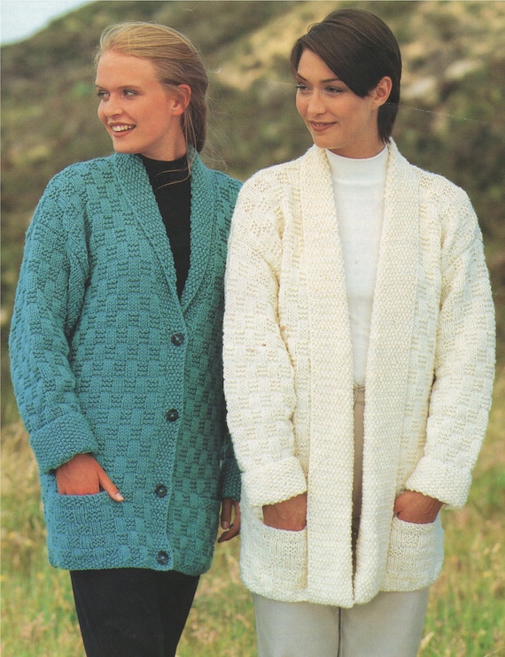 Womens Cardigan Knitting Pattern PDF Ladies 28, 30 32, 34 36, 38 40 and 42  44 Inch Bust, Chunky Yarn, Button or Edge to Edge Design -  Canada