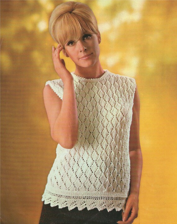 Womens Sleeveless Top Knitting Pattern PDF Ladies 34 40 inch Etsy