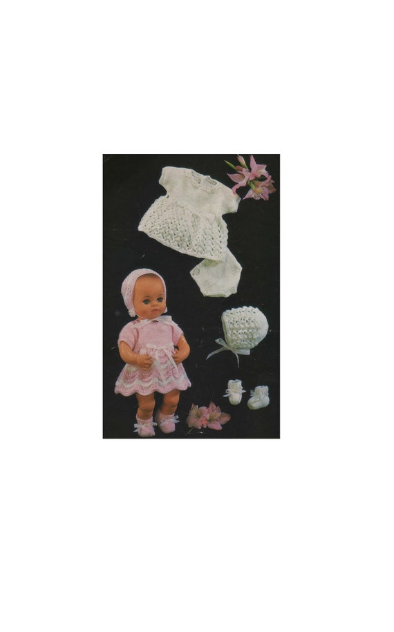 Dolls Clothes Knitting Pattern PDF for 12 Inch Baby Doll Pedigree
