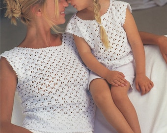 Womens and Girls Top Crochet Pattern PDF Ladies and Girls 24 - 26, 28 - 30, 32 - 34, 36 - 38, 40 - 42 inch chest, Summer Top with Round Neck