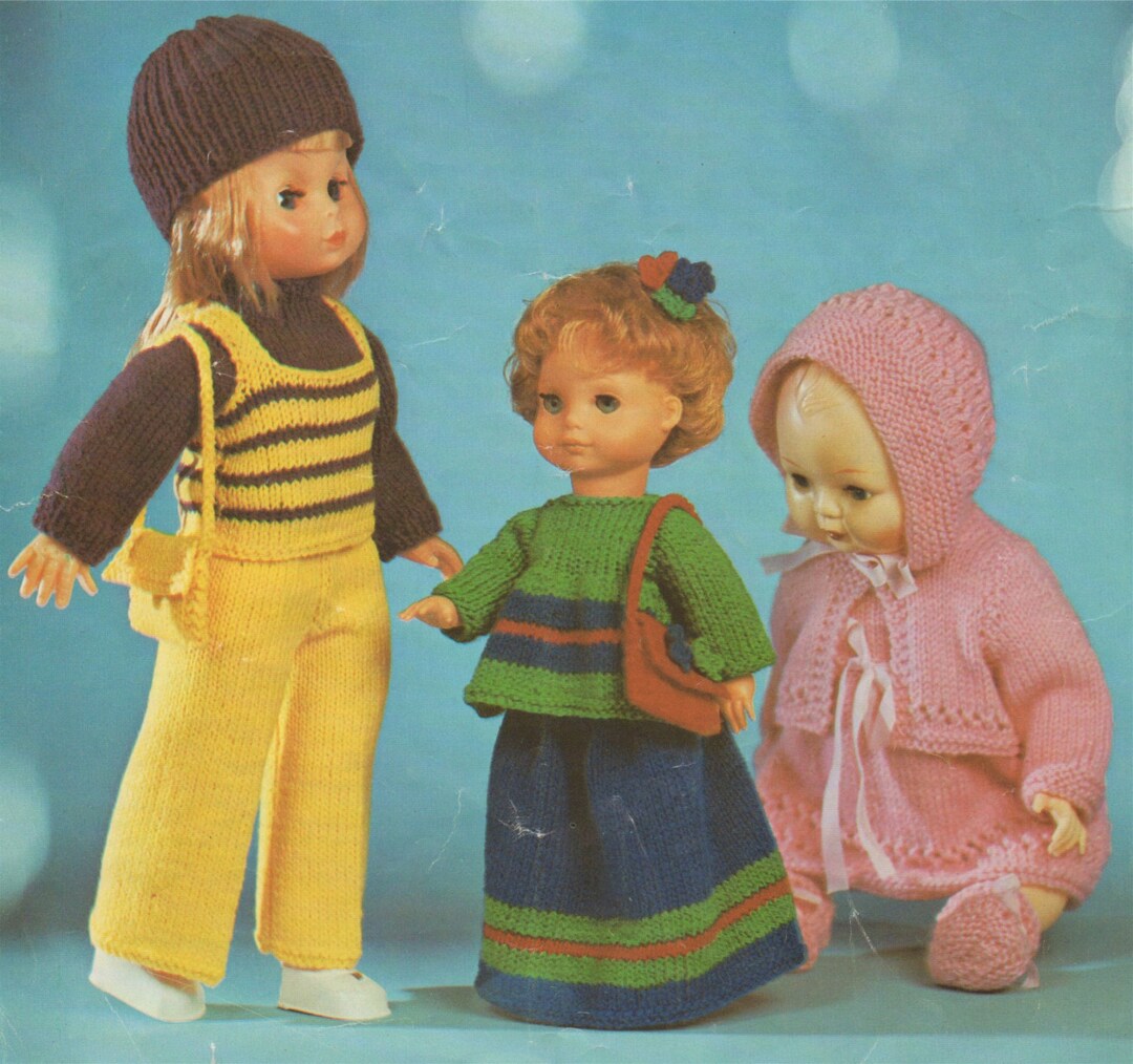 Dolls Clothes Knitting Pattern PDF for 12, 16 and 18 Inch Doll, Doll ...