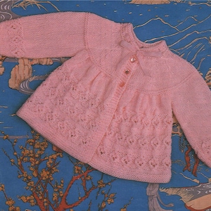 Babies Matinee Coat Knitting Pattern PDF Baby Girls or Boys 17, 18 and 19 inch chest, Matinee Jacket, Vintage Knitting Patterns for Babies