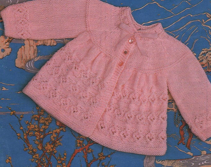 Babies Matinee Coat Knitting Pattern PDF Baby Girls or Boys 17, 18 and 19 inch chest, Matinee Jacket, Vintage Knitting Patterns for Babies