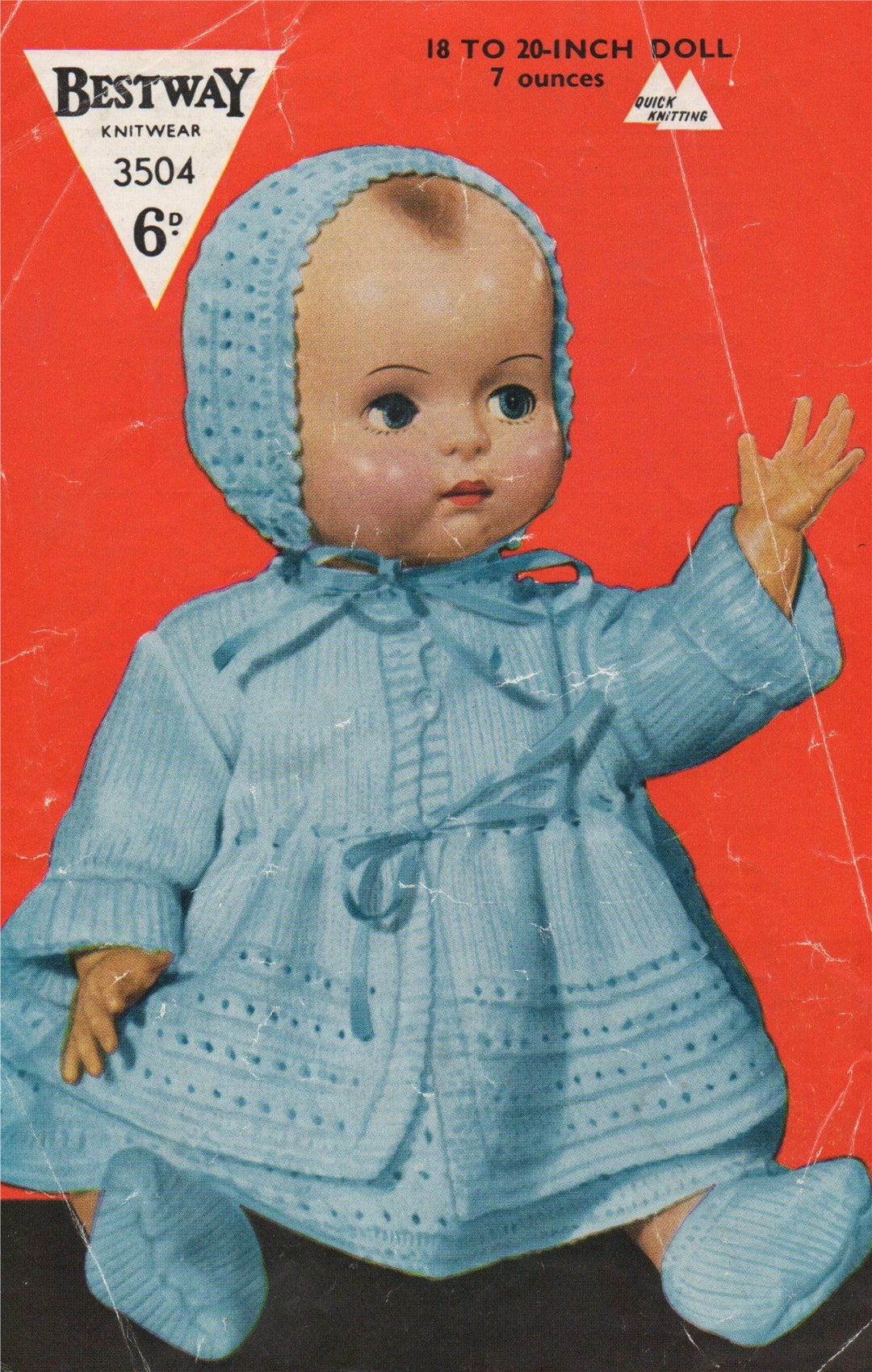 Dolls Clothes Knitting Pattern PDF for 18 20 Inch Doll, Chou Chou Doll