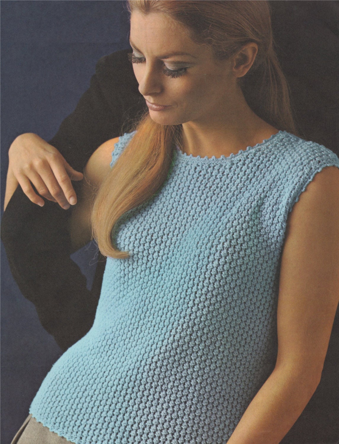 Womens Sleeveless Top Knitting Pattern Pdf With Crocheted Edging Ladies 34 36 And 38 40