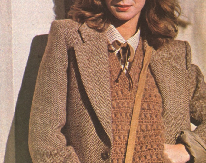 Printable Slipover Crochet Pattern PDF Ladies 32 - 34 and 36 - 38 inch bust, Pullover, Vintage Crochet Patterns for Women, epattern Download