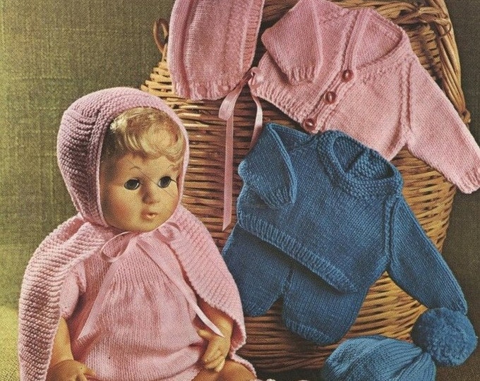 Dolls Clothes Knitting Pattern PDF for 16, 18 & 20 inch Doll, Tiny Tears, Babyborn, Annabell, Vintage Knitting Patterns for Dolls, Download