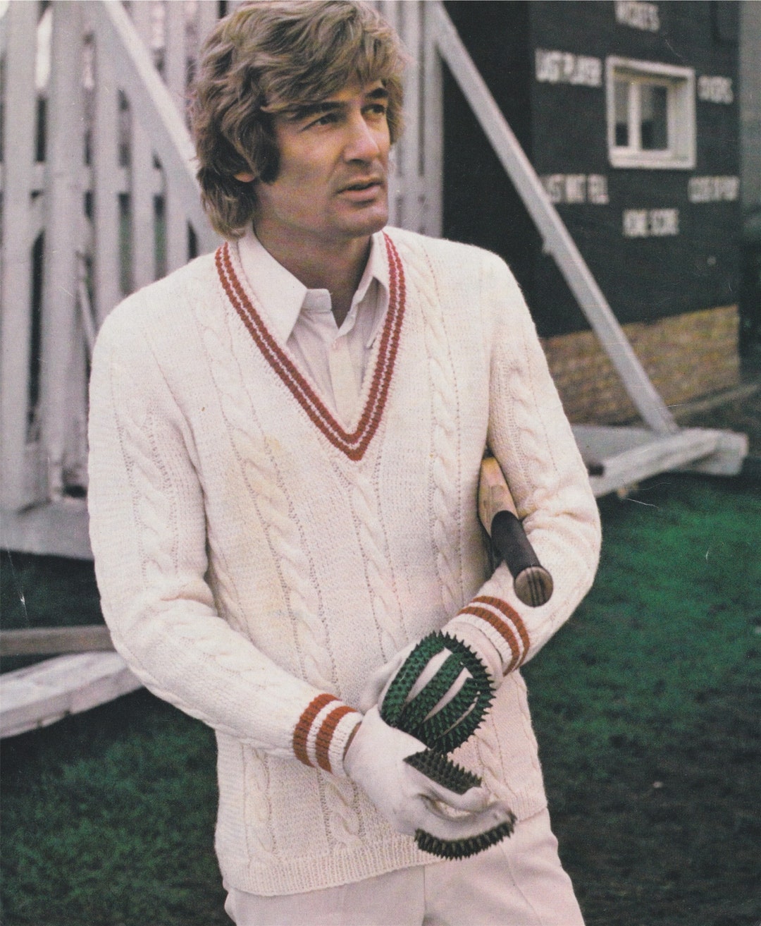 Mens Cricket Sweater Knitting Pattern PDF Mans 38, 40, 42 and 44
