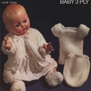 Dolls Clothes Knitting Pattern PDF for 14 and 16 inch Doll, Baby Dolls Outfit Pattern, Vintage Knitting Patterns for Dolls, pdf Download