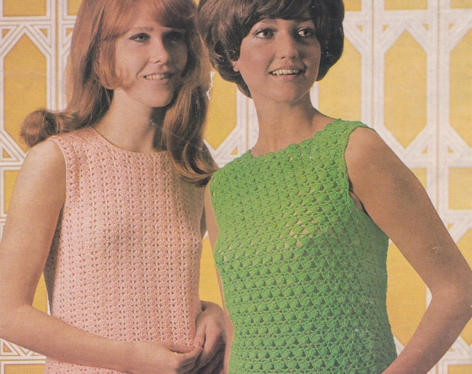Sleeveless Summer Top Crochet Pattern PDF in 2 Designs, Ladies 32, 34, 36, 38 and 40 inch bust, Crochet Top, 4 ply Yarn, Vintage Patterns