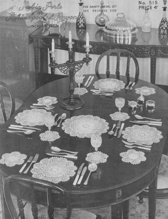 Dining Table Mats and Cheval Set Crochet Pattern PDF, Table Linen, Dressing  Table Mats, Home Accessories, Vintage Home Crochet Patterns - Etsy