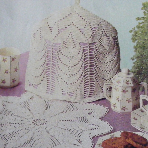 Teapot Cosy and Doily Crochet Pattern PDF, Tea Pot Cover, Table Mat, Table Linen Pattern, Vintage Crochet Patterns for the Home, Download