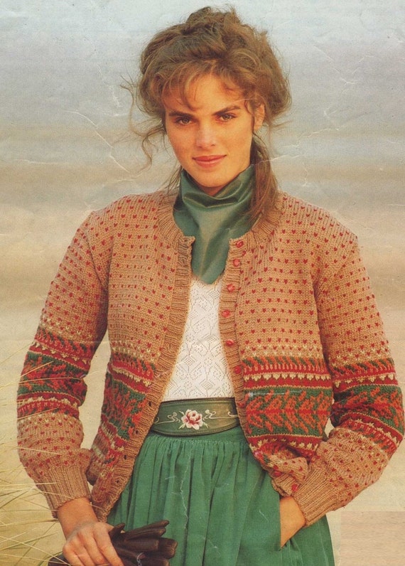 Ladies fair isle cardigan knitting best sale pattern