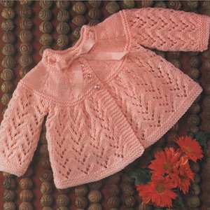 Babies Matinee Coat Knitting Pattern PDF Baby Boys or Girls 17, 18 and 19 inch chest, Baby Jacket, Vintage Knitting Patterns for Baby