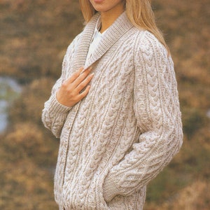 Womens Aran Raglan Jacket Knitting Pattern PDF Ladies 32, 34, 36, 38 ...