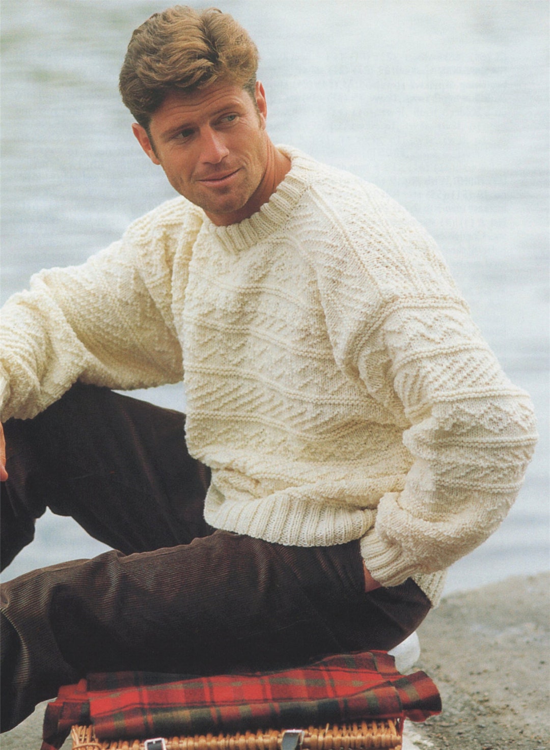 Mens and Boys Aran Sweater Knitting Pattern PDF 26, 28 30, 32 34, 36 ...