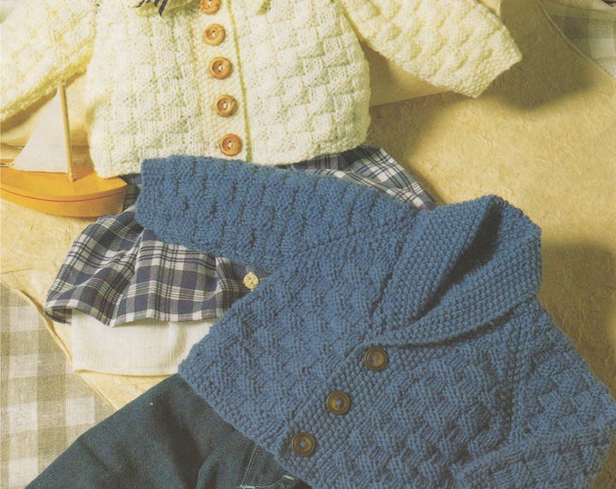 Cardigan Knitting Pattern PDF Baby and Toddlers Boys or Girls 16, 18, 20, 22, 24, 26 inch chest, Vintage Knitting Patterns for Babies