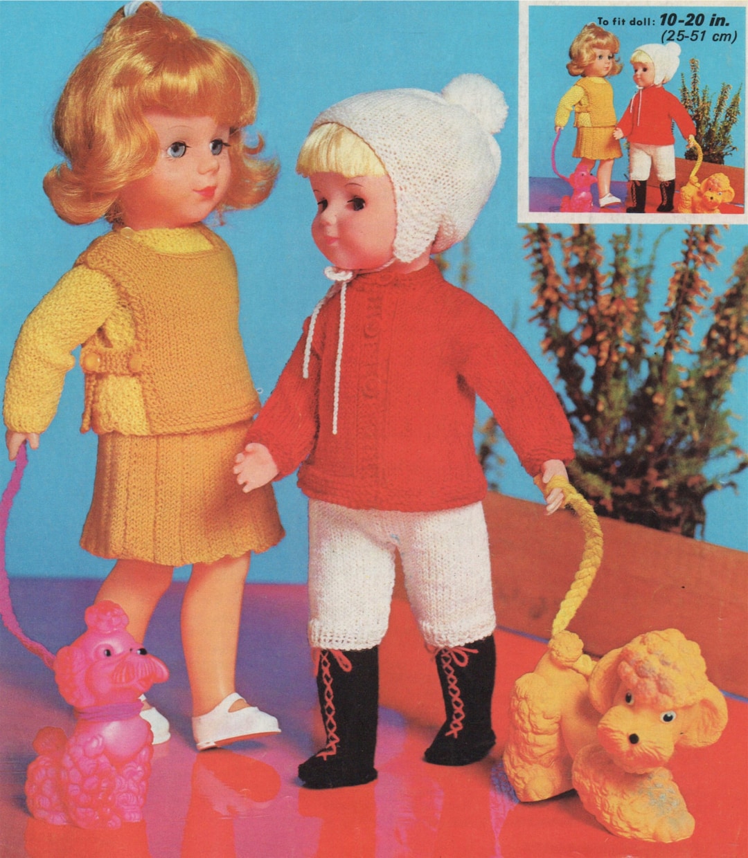 Dolls Clothes Knitting Pattern PDF for 10, 16 and 20 Inch Doll, Dolls