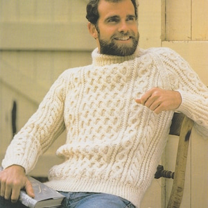 Mens Aran Sweater Knitting Pattern PDF Mans 32, 34, 36, 38, 40, 42, 44 ...