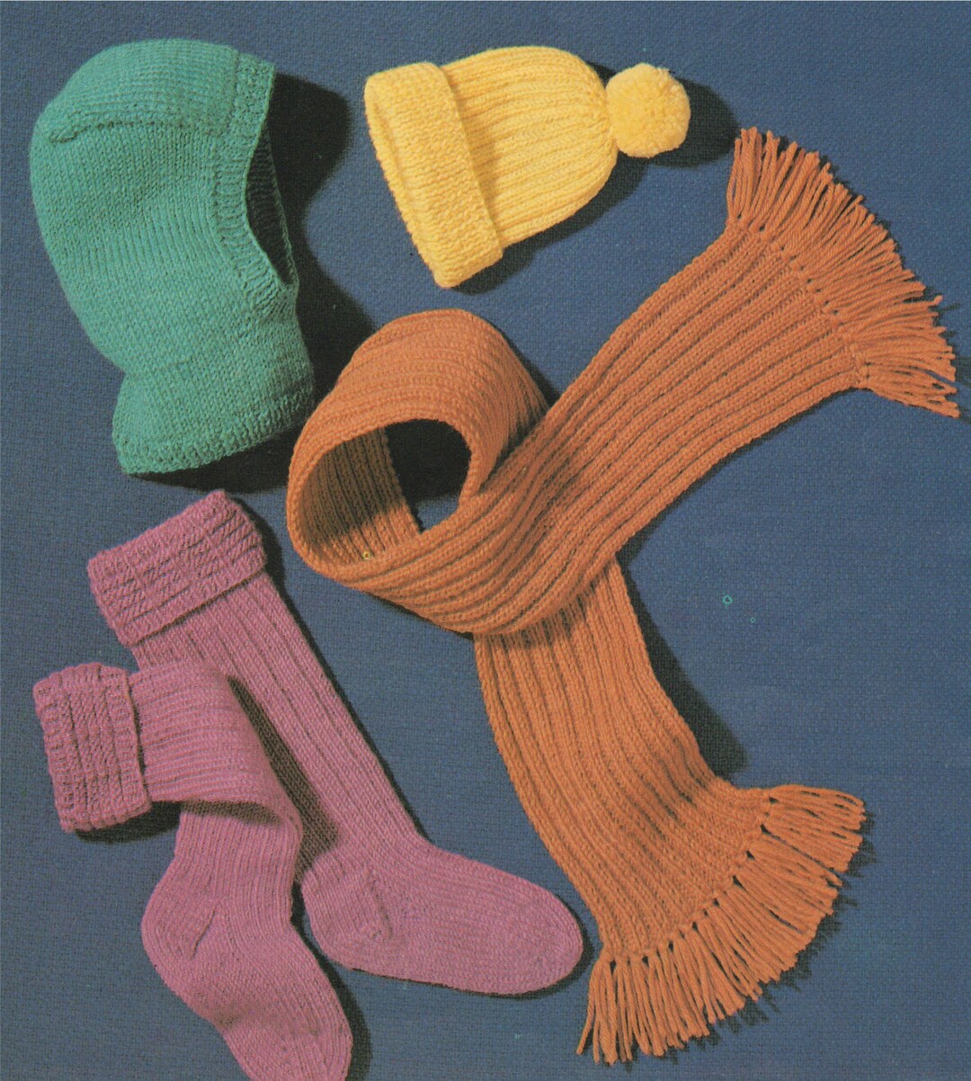 Childrens Balaclava Bobble Hat Socks and Scarf Knitting Etsy UK
