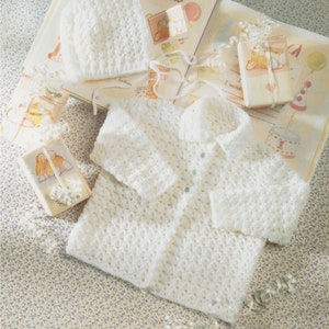Babies Matinee Coat and Bonnet Crochet Pattern PDF Baby Boys and Girls 20 & 22 inch chest, Matinee Jacket, Vintage Crochet Patterns for Baby