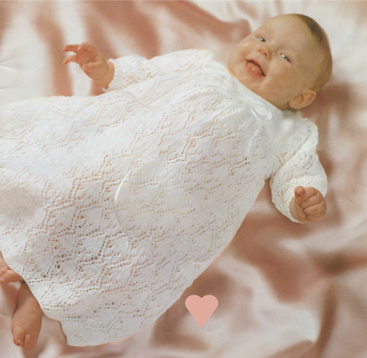 Christening Robe Knitting Pattern PDF Babies 18 inch chest, Long or