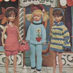 Dolls Clothes Knitting Pattern PDF for 11 - 12 inch doll, Sindy, Barbie, Patch, Fashion Dolls Outfit Pattern, Knitting Patterns for Dolls