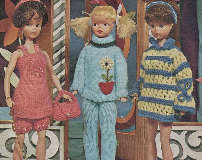 Dolls Clothes Knitting Pattern PDF for 11 - 12 inch doll, Sindy, Barbie, Patch, Fashion Dolls Outfit Pattern, Knitting Patterns for Dolls