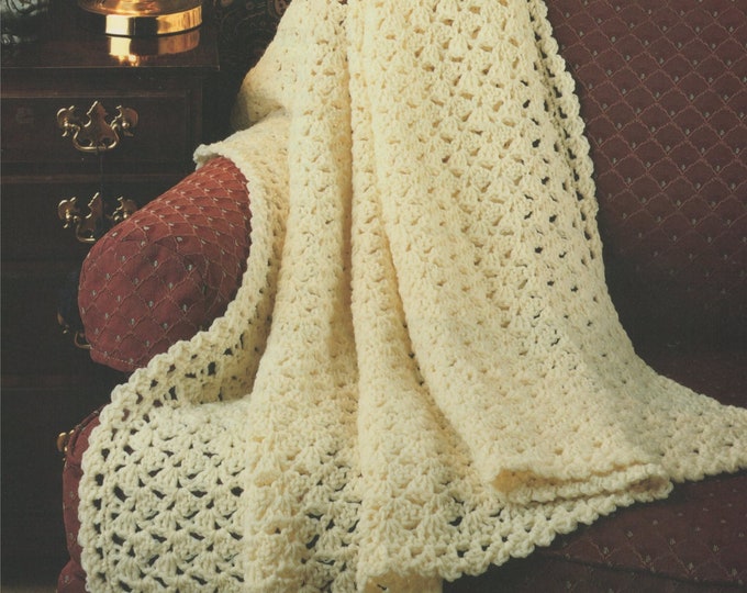 Throw Crochet Pattern PDF, Bed Cover, Blanket, Afghan, Worsted Weight Yarn, Vintage Crochet Patterns for the Home, e-patterns Download